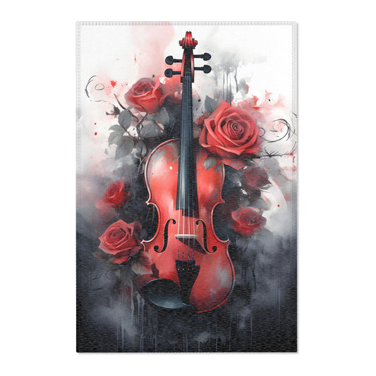 Elegant Violin and Roses Area Rug - Perfect for Music Lovers and Home Decor